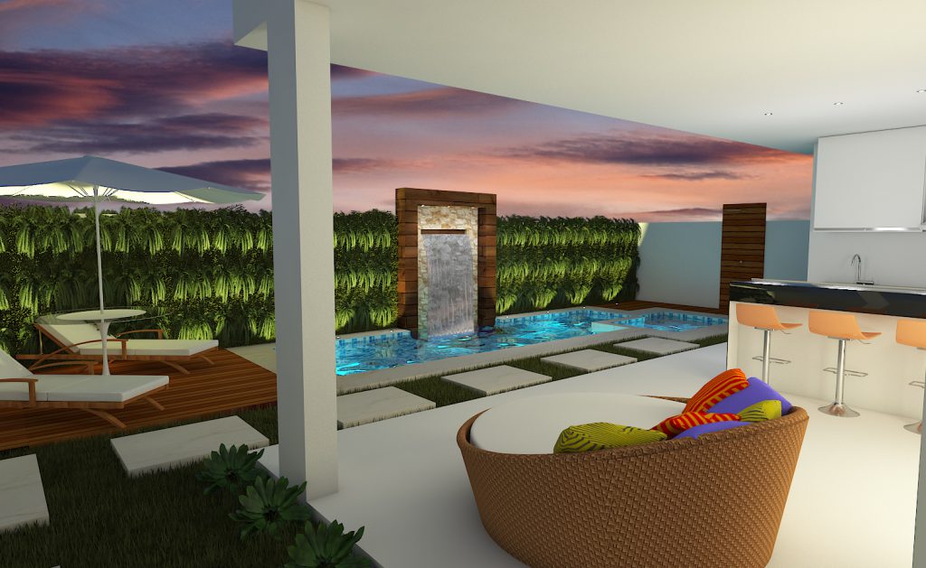 Projeto residencial perspectiva piscina